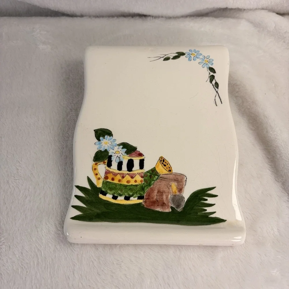 Vintage 1997 CBK LTD Ceramic Watering Can Spoon Rest Country Kitchen Cottagecore